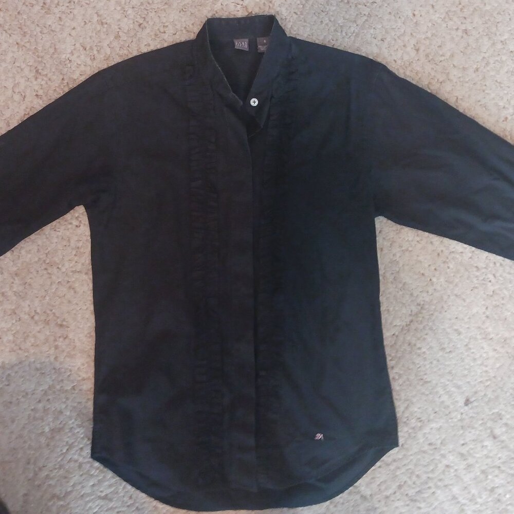 Saks 5th Ave Black Cotton ruffled blouse